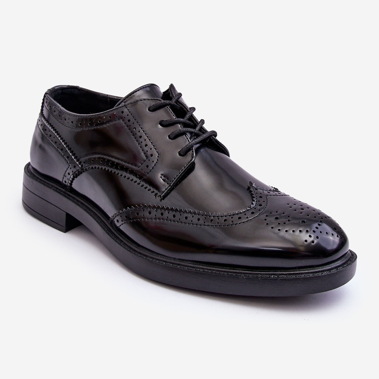 WD1 Elegante lackierte Herrenschuhe Schwarz Gustavo 1