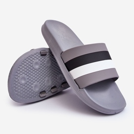 WJ1 Gestreifte Herrenhausschuhe von Grey Vision grau 2