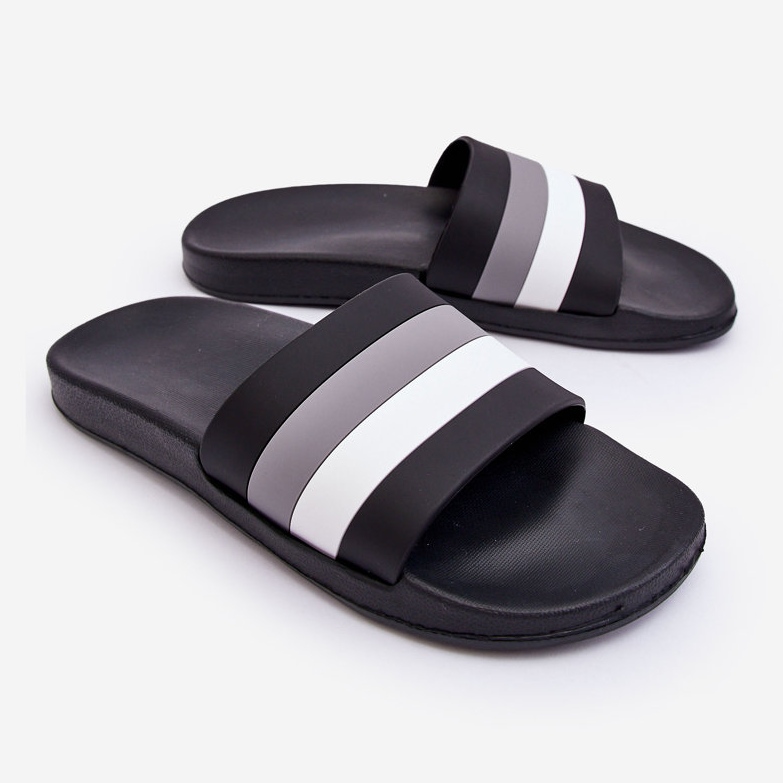 WJ1 Schwarze Vision-gestreifte Hausschuhe für Herren 1