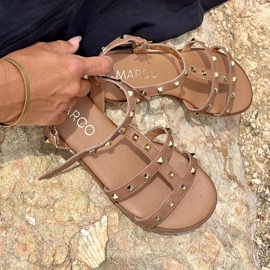 Marco Shoes Ledersandalen mit goldenen Nieten braun 1