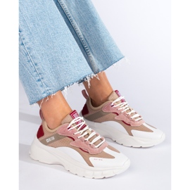 Big Star-Turnschuhe für Damen KK274055 beige weiß rosa 1