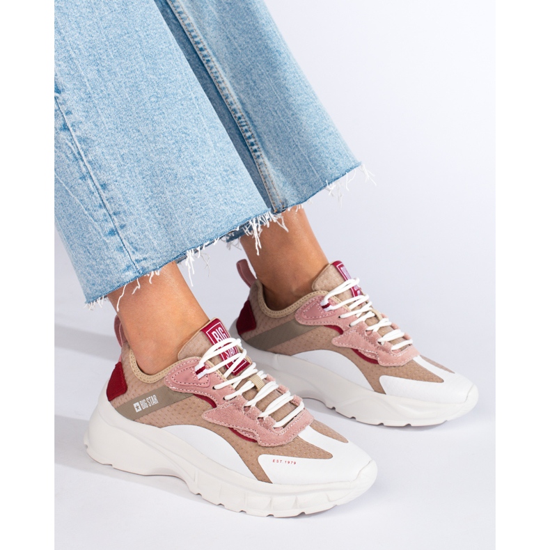 Big Star-Turnschuhe für Damen KK274055 beige weiß rosa 1