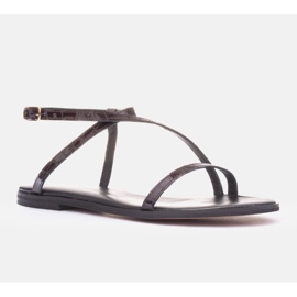 Marco Shoes Flache Sandalen aus burgunderrotem Leder 1