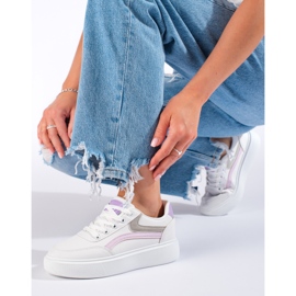 Bequeme Sportschuhe von Shelovet für Damen weiß violett rosa grau 2