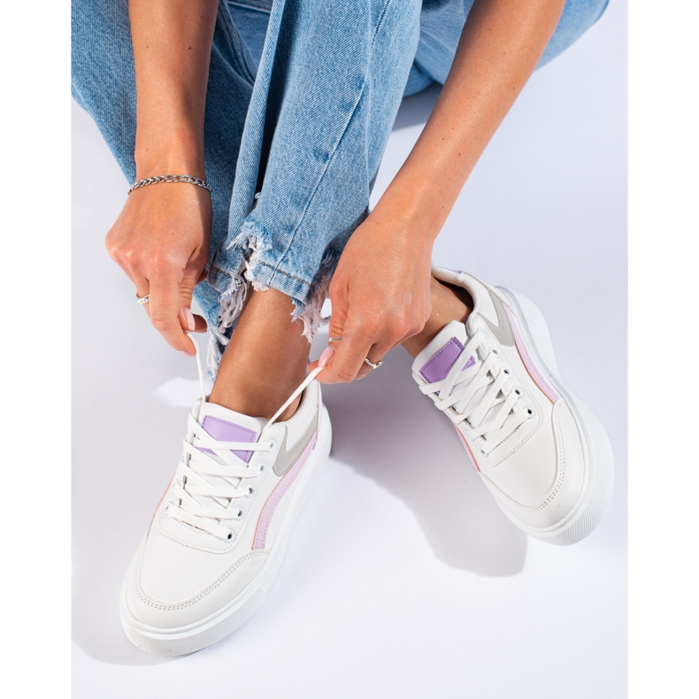 Bequeme Sportschuhe von Shelovet für Damen weiß lila rosa grau 1
