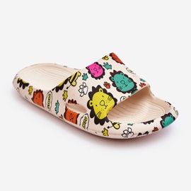 WJ1 Leichte Schaumstoff-Hausschuhe für Kinder, Löwenmotiv, beige Esther 1