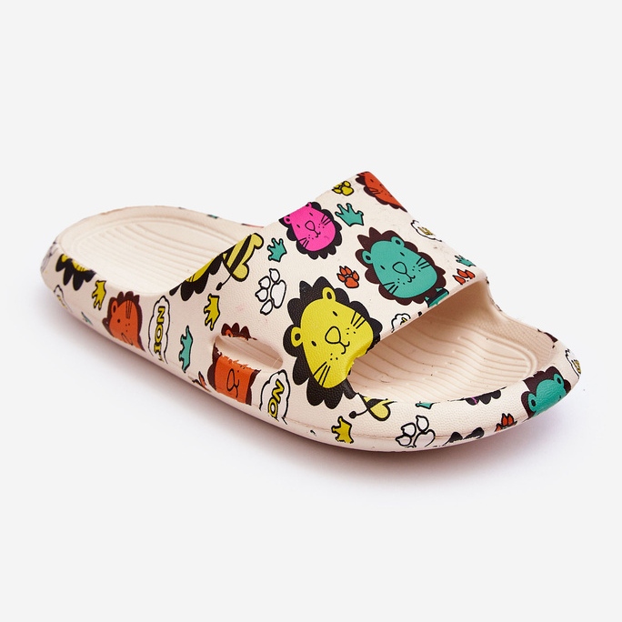 WJ1 Leichte Schaumstoff-Hausschuhe für Kinder, Löwenmotiv, beige Esther 1