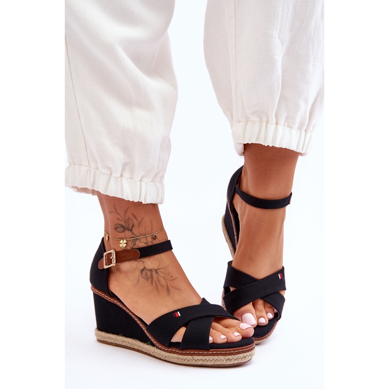 Damen-Keilsandalen Schwarz Janet 2