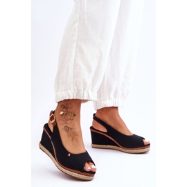 Klassische Keilsandalen für Damen, Schwarz, Katie 1