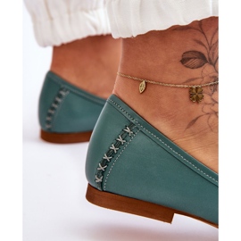 Damen-Ballerinas aus Leder Maciejka 01358-36 Türkis grün 2