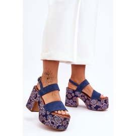 Maciejka Leder High Heels Sandalen 06089-17 Marineblau 1