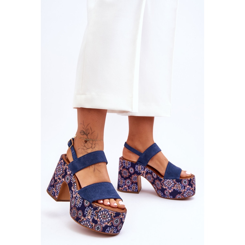 Maciejka Leder High Heels Sandalen 06089-17 Marineblau 1