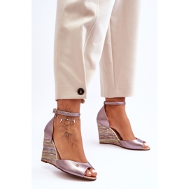 Keilsandaletten aus Leder Laura Messi 2603/783 Silber 1