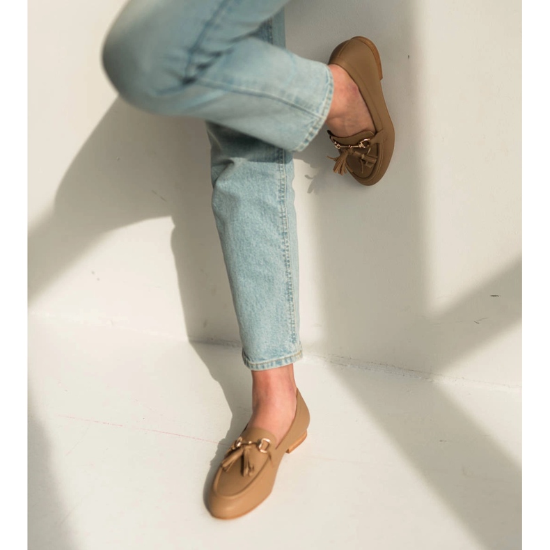 Marco Shoes Loafer aus Leder mit Fransen beige 1