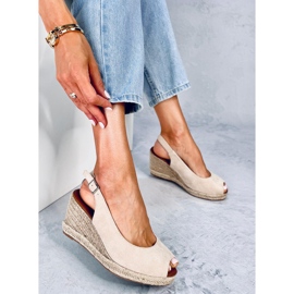 Nevil Beige Espadrilles mit offenem Zehenbereich und Keilabsatz 2