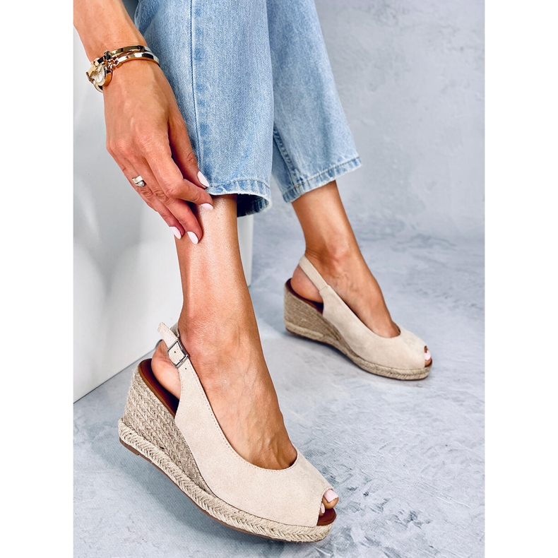 Nevil Beige Espadrilles mit offenem Zehenbereich und Keilabsatz 2