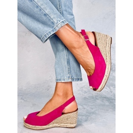 Nevil Fuchsia Espadrilles mit offenem Zehenbereich und Keilabsatz rosa 2