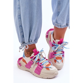 PS1 Modische Schnür-Sportschuhe für Damen Beige-Pink Chillout! 1
