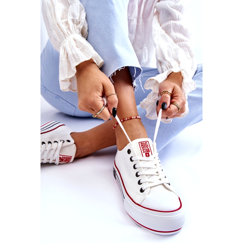 Damen Stoff Plateau Sneakers Big Star LL274180 Weiß 3