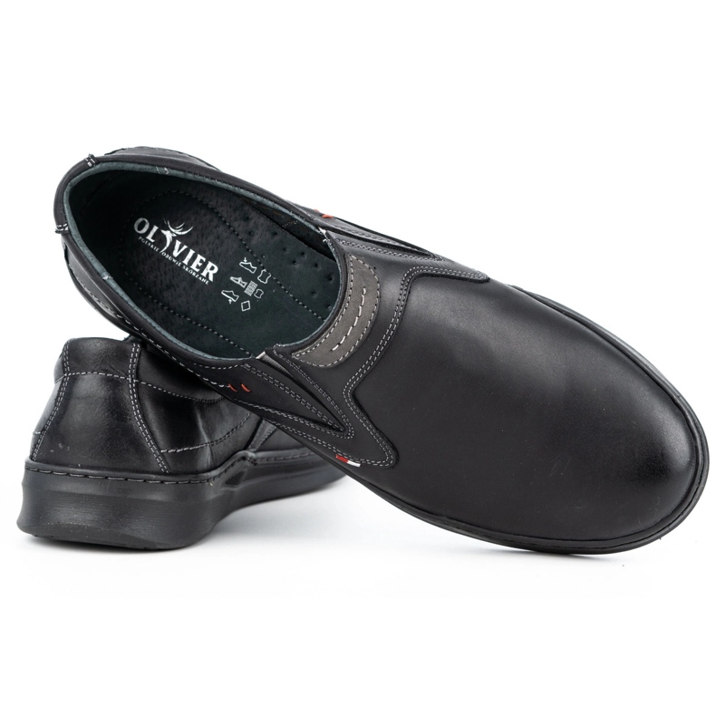 Olivier Freizeit-Slip-On-Schuhe aus Leder für Herren 284GT, schwarz 3