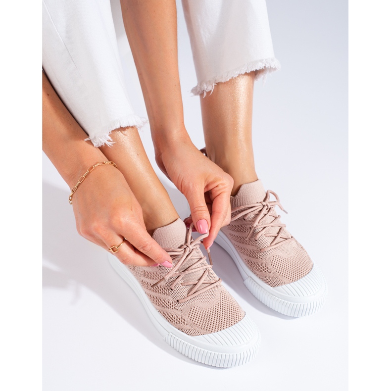 Hellrosa Shelovet Textil-Sneaker für Damen 1