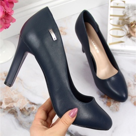 Marineblaue, matte Pumps am Pfosten von Sergio Leone 2