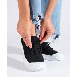 Schwarze Textil-Sneaker von Shelovet für Damen 1