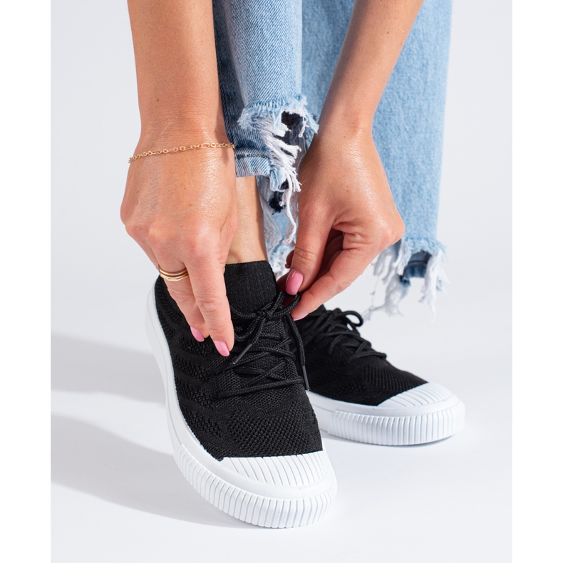 Schwarze Textil-Sneaker von Shelovet für Damen 1