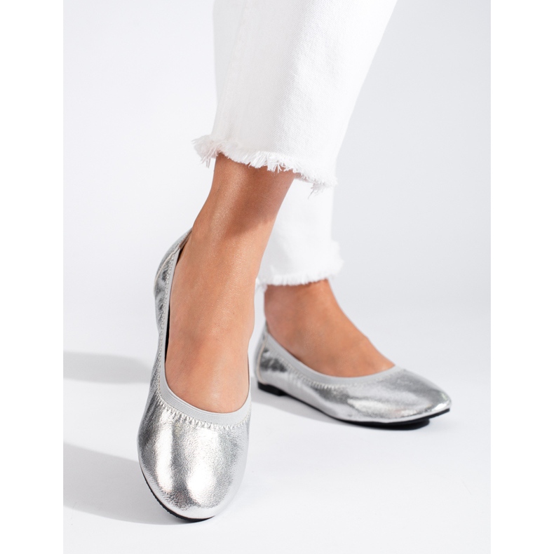 Silberne Ballerinas für Damen von Shelovet silber- 1