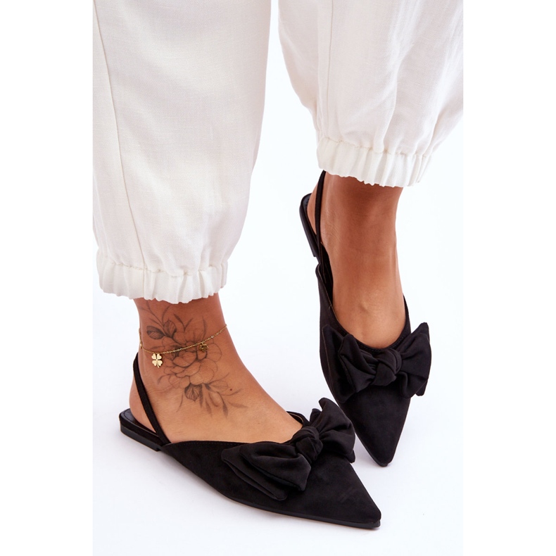 Damen-Slip-On-Ballerinas mit Schleife in Schwarz Nadine 2
