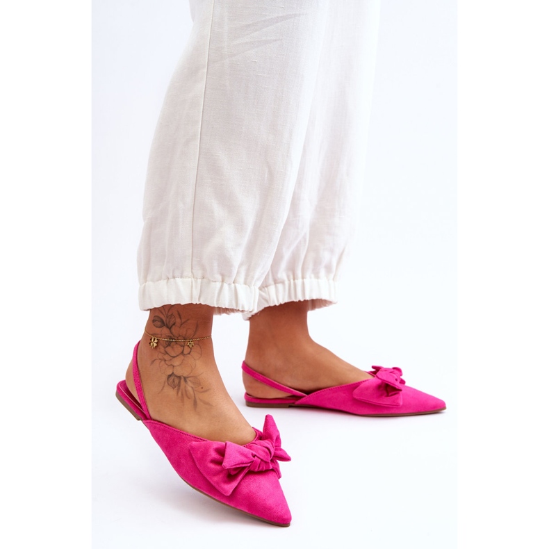 Damen-Slip-On-Ballerinas mit Schleife Fuchsia Nadine rosa 1