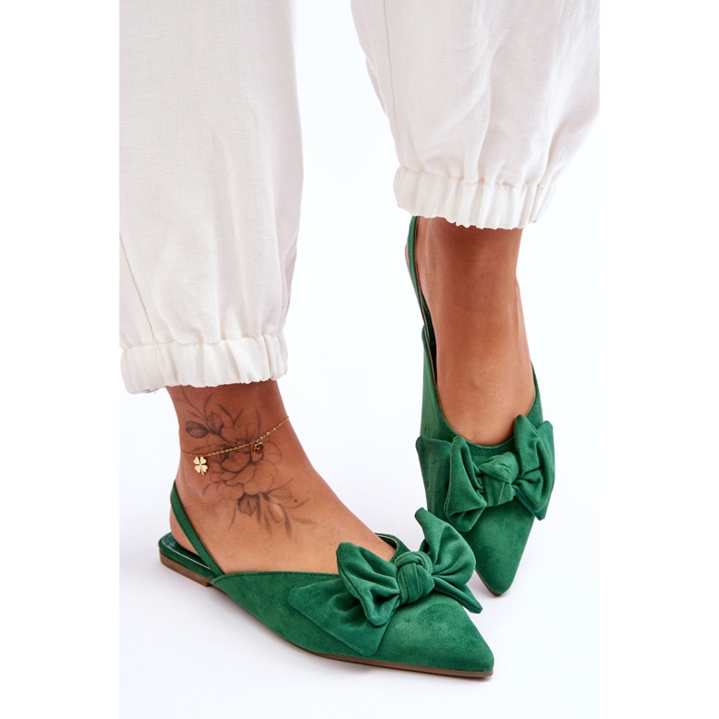 Slip-On-Ballerinas für Damen mit Schleife in Grün Nadine 1