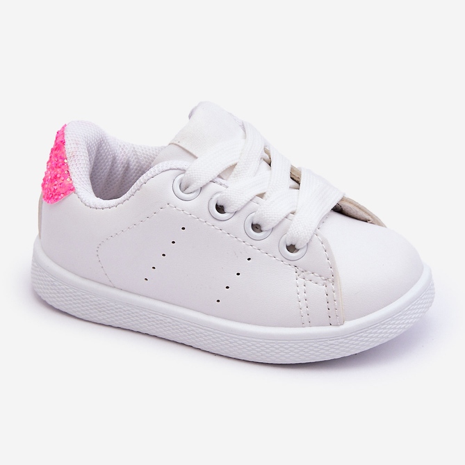 FR1 Kinder-Sportschuhe Weiß-Neonpink glänzend 1