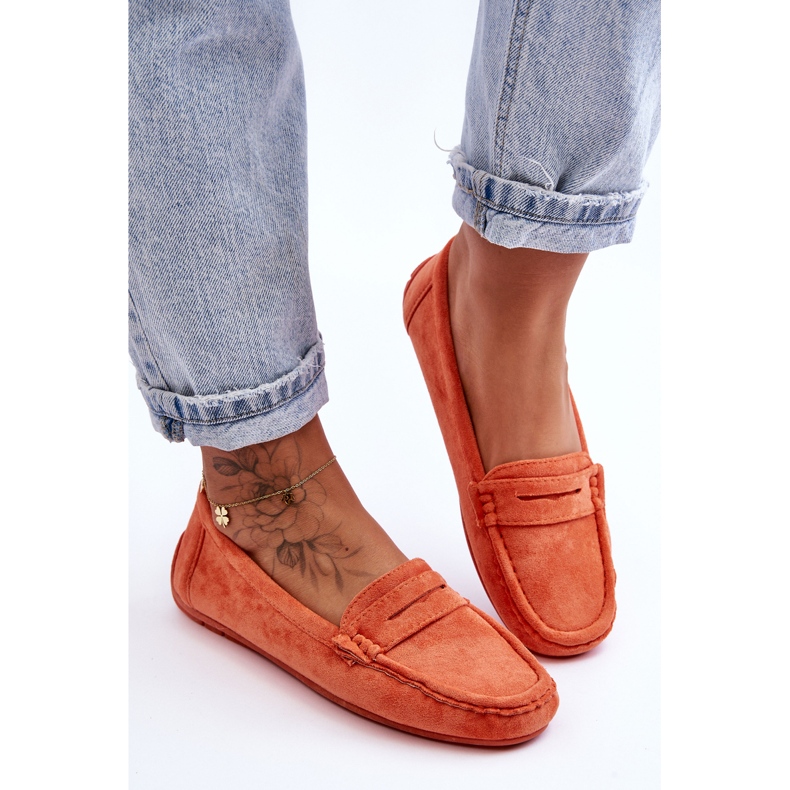 Damen-Loafer aus Wildleder in Orange von Lenvie 2