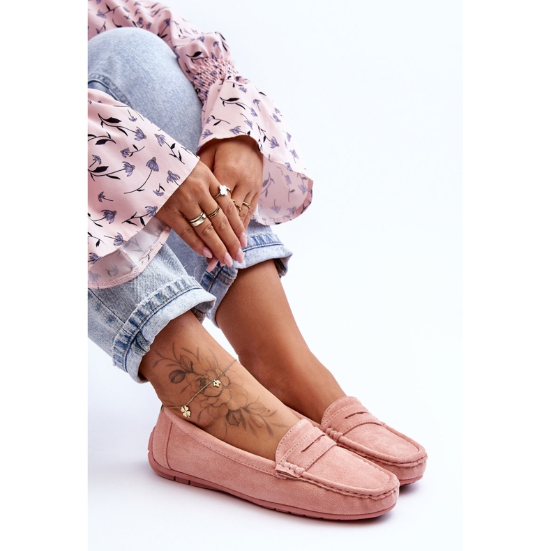 Damen-Loafer aus Wildleder in Hellrosa von Lenvie 2