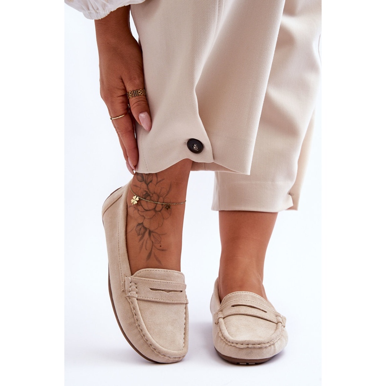Damen-Loafer aus Wildleder in Beige von Lenvie 1