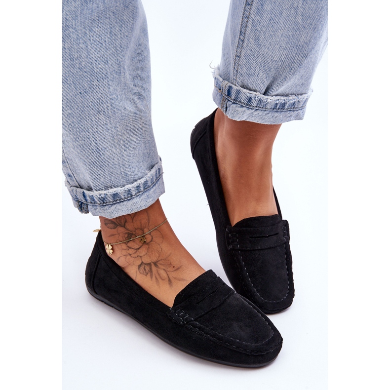 Damen-Loafer aus Wildleder in Schwarz von Lenvie 1