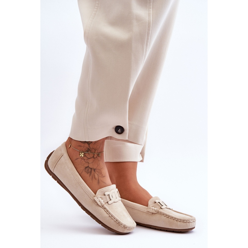 Modische Wildleder-Loafer für Damen Beige Rabell 1