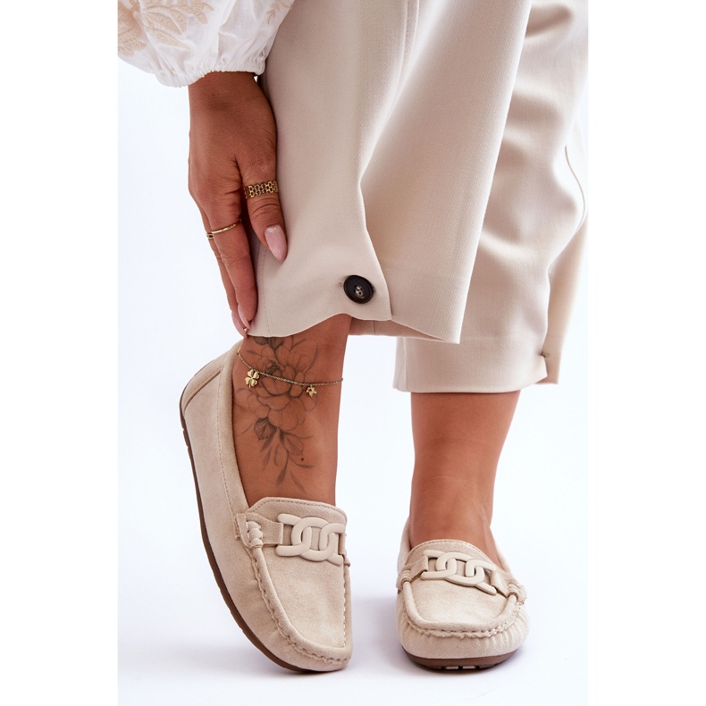 Modische Wildleder-Loafer für Damen Beige Rabell 2