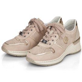 Rieker N4346-60 beige durchbrochene Keil-Sportschuhe für Damen 1