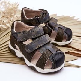 Kinder-Sandalen mit Klettverschluss, dunkelgrün, Falcon 2