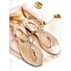 Modische Flip-Flop-Sandalen für Damen mit dekorativen goldenen Strasssteinen 7