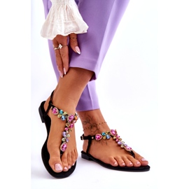 Wildleder-Flip-Flops mit Steinen in Schwarz Frency 1