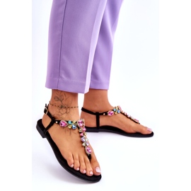 Wildleder-Flip-Flops mit Steinen in Schwarz Frency 2