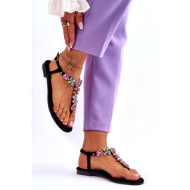 Wildleder-Flip-Flops mit Steinen in Schwarz Frency 3