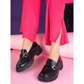 Schwarze Shelovet Damen-Loafer aus ökologischem Leder 1