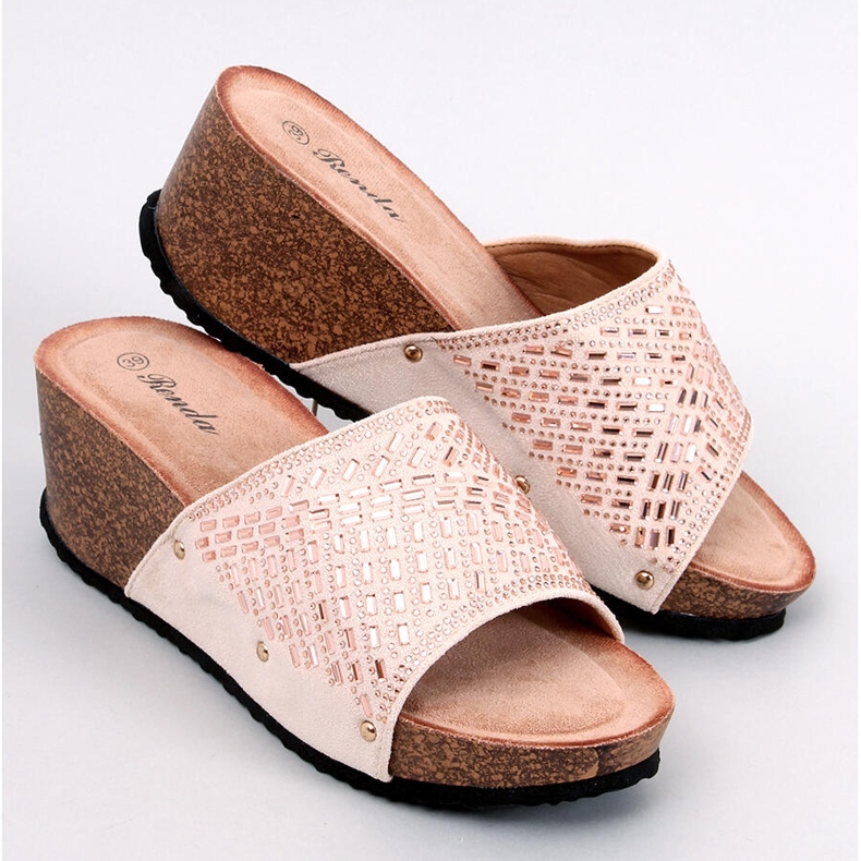 Greco-Aprikosen-Keilsandalen beige 1