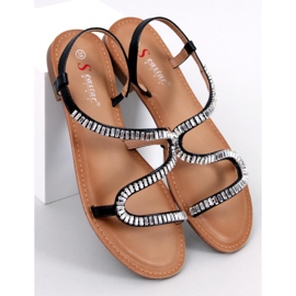 Adani Schwarze Kristallsandalen 1