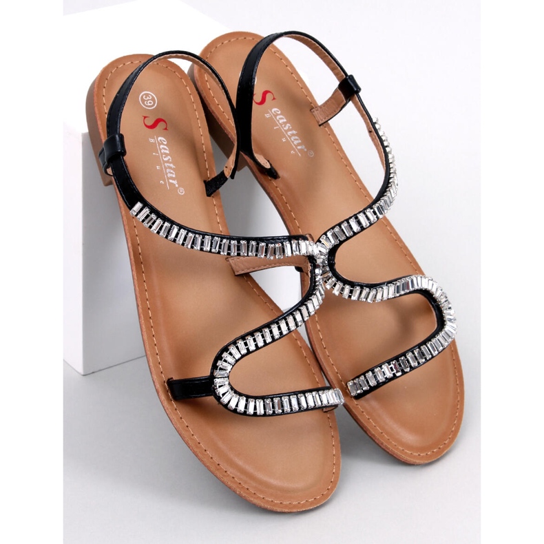 Adani Schwarze Kristallsandalen 1