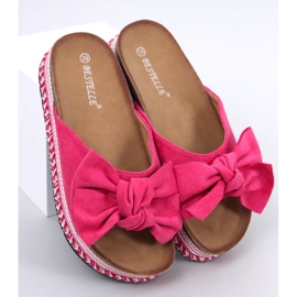 Delair Fuchsia Hausschuhe mit hoher Sohle und Schleife rosa 1